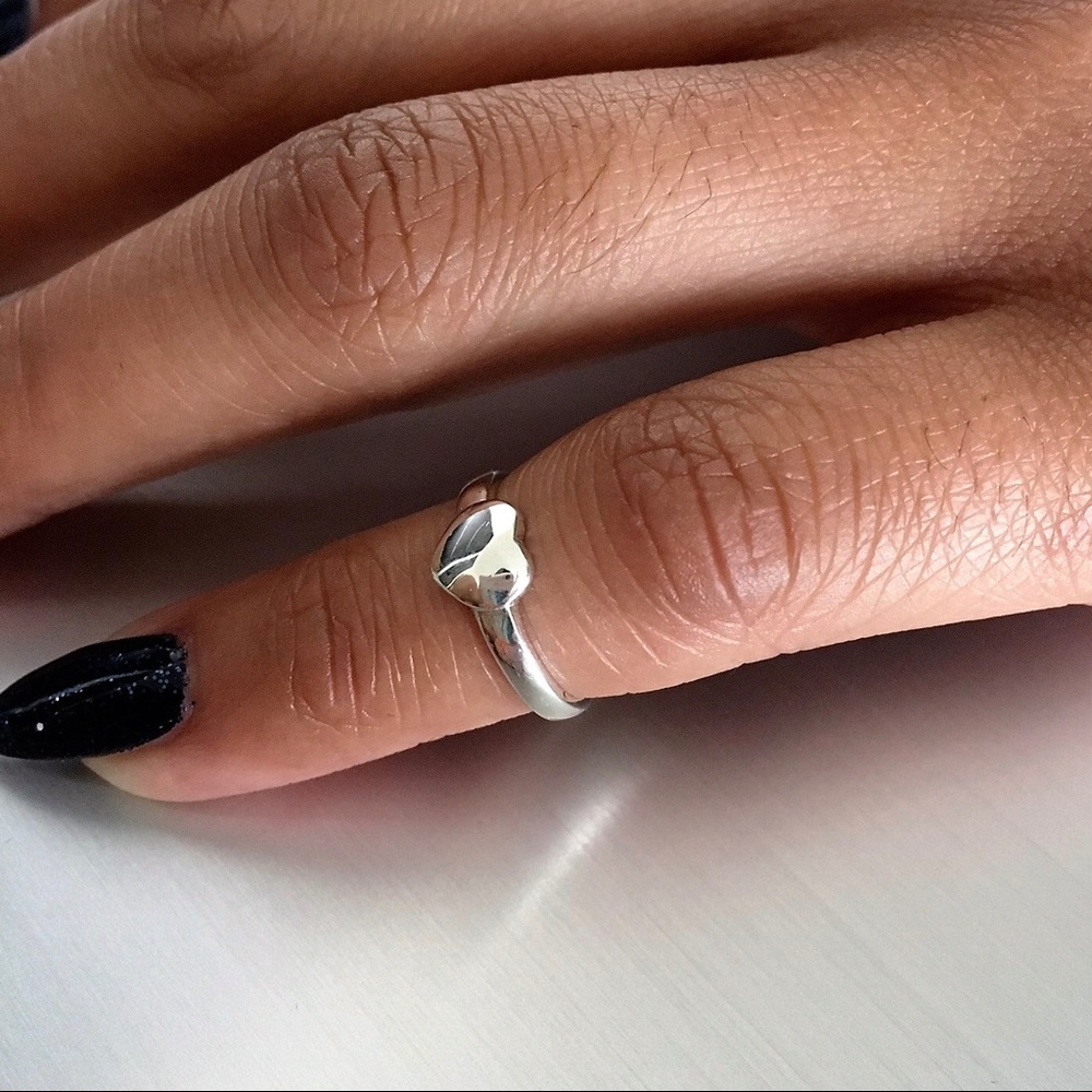 Sterling Silver Solid Heart Toe Ring, Love Ring - image 5